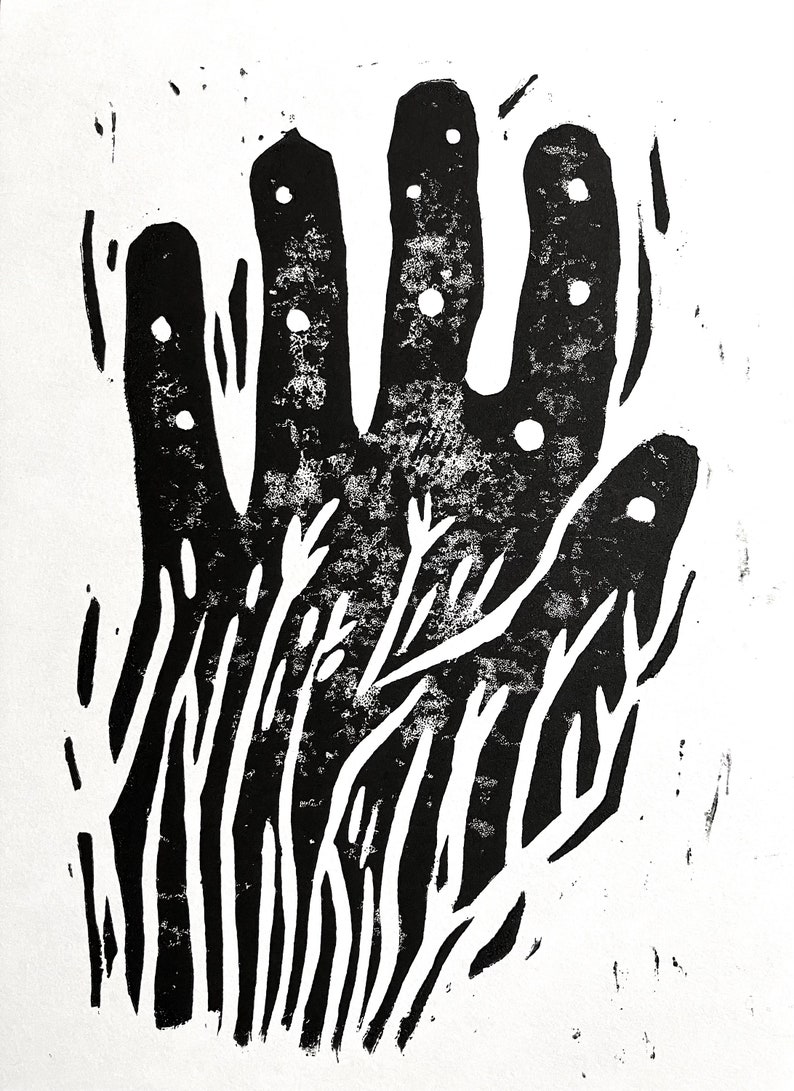 Cursed Hand Linocut Print image 3