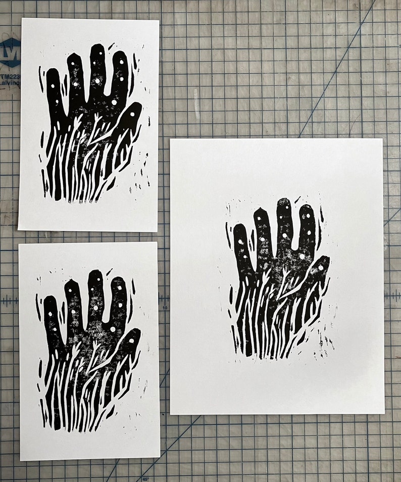Cursed Hand Linocut Print image 1