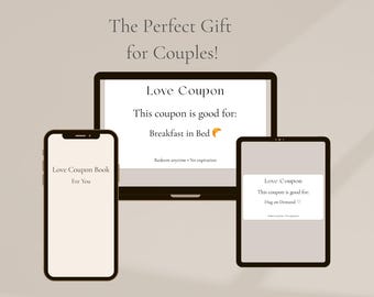 Libro de cupones de amor imprimible para parejas: 15 cupones románticos de amor, descarga instantánea.