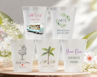 Kundenspezifische gefrostete Tassen mit Logo oder Design, personalisierte Hochzeits-Plastiktassen, Firmenveranstaltungs-Gastgeschenke
