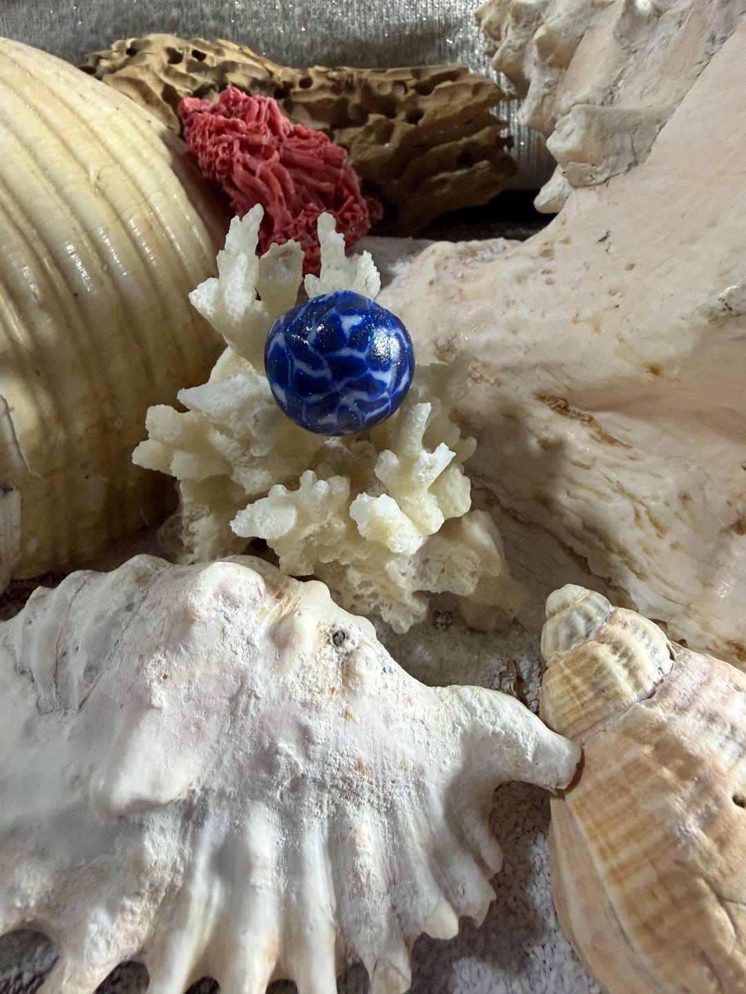 Adjustable Blue and White Half-sphere Ring Made of Polymer Clay. - Etsy