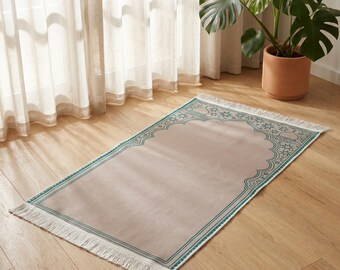 Muslim Prayer Mat Ramadan Gift, Travel Salah Rug with Tassels, Non Slip Islamic Prayer Carpet, Eid Gift for Her Him