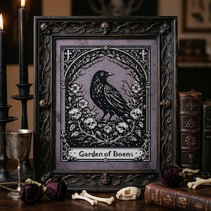 Gothic Rabe Kreuzstich-Muster: Schädel Blume Garten Blackwork Stickerei (PDF)