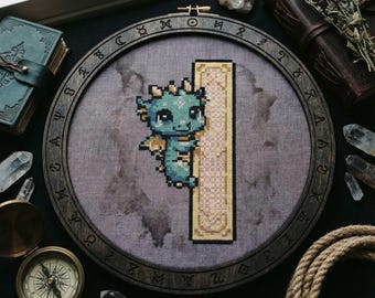 Dragon Bookmark Cross Stitch Pattern: Kawaii Baby Dragon Page Marker Embroidery (PDF)