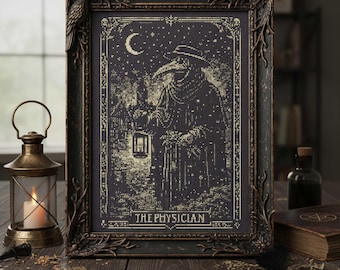 Dark Academia Cross Stitch Pattern: The Physician Tarot Gothic Embroidery (PDF)