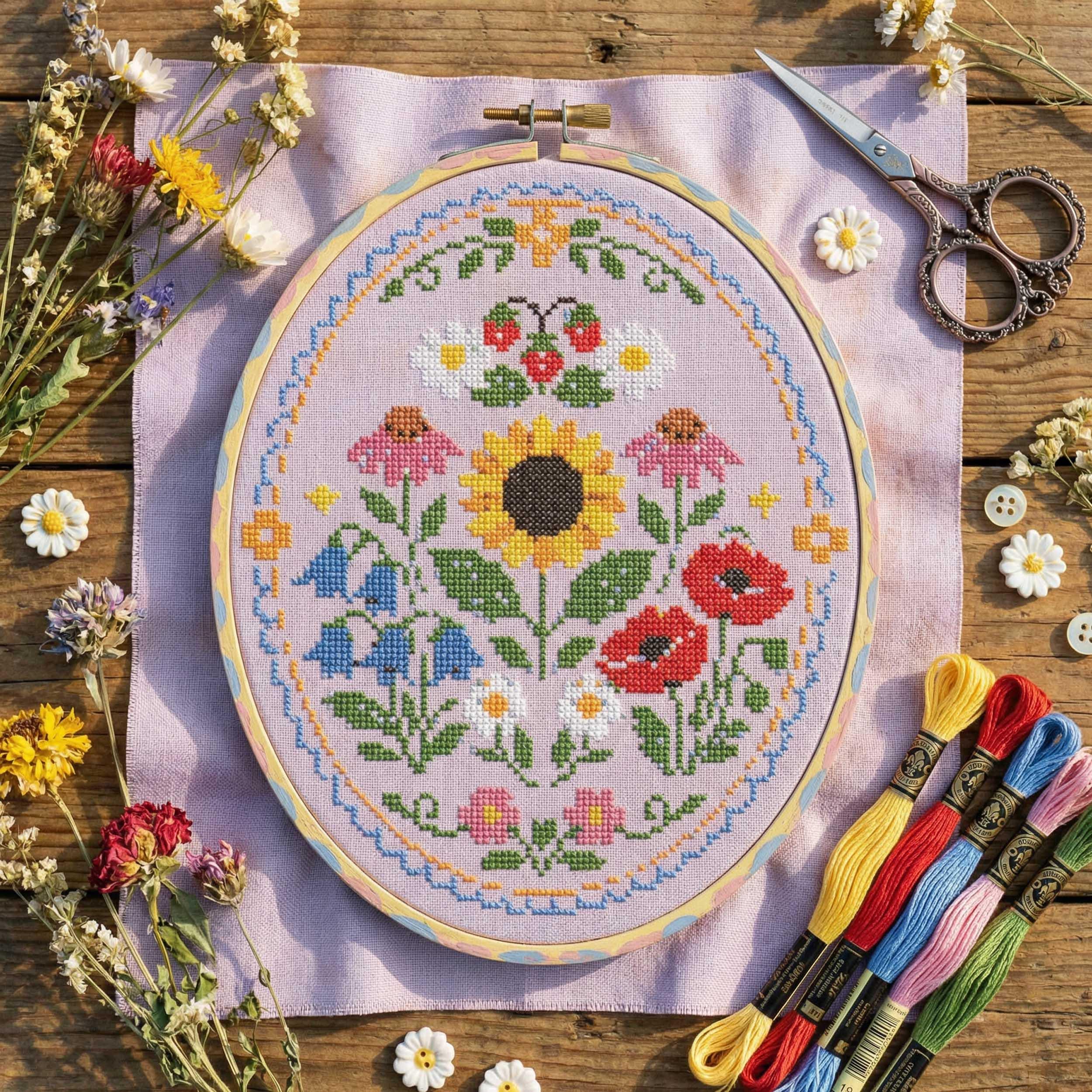 クロスステッチの花柄 - Etsy 日本