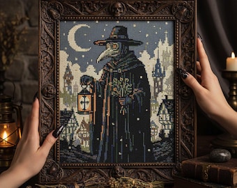 Gothic Tarot Cross Stitch Pattern: The Physician Plague Doctor Embroidery (PDF)