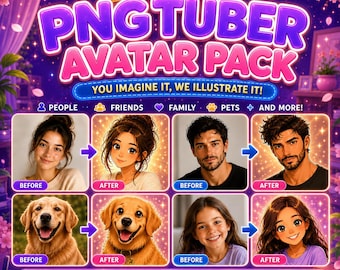 Custom PNGTuber Avatar – Personalized VTuber From Photo – Custom Streaming Avatar for Twitch Kick YouTube – People & Pets