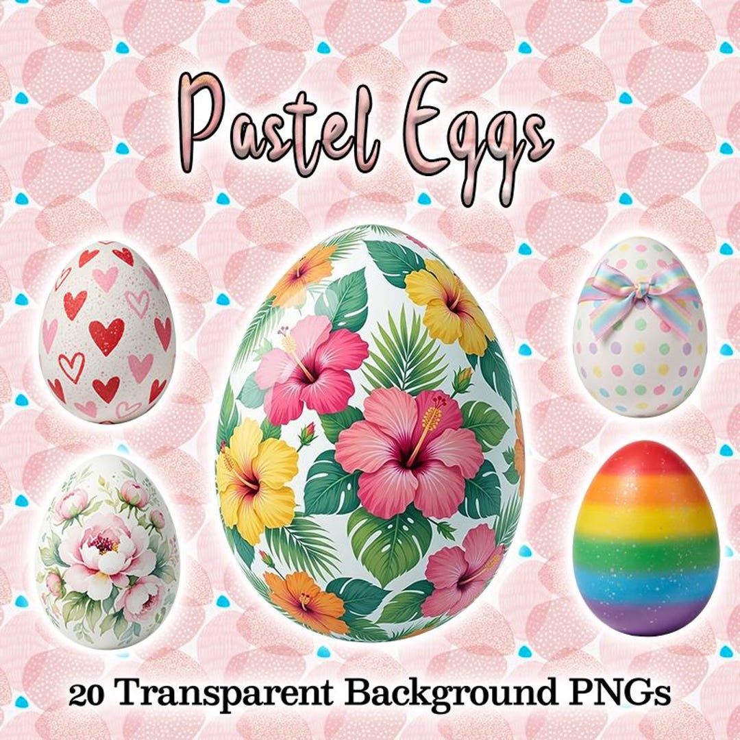 Pastel Eggs – Easter Egg Clipart Bundle – Decorative Spring Egg PNG for ...