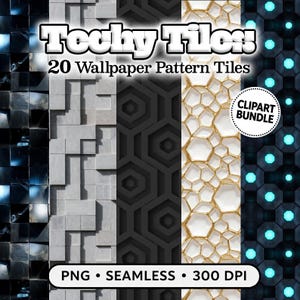 Techy Tiles – Pacchetto di motivi per carta da parati senza soluzione di continuità – Piastrelle geometriche PNG moderne per sfondi, carte digitali e design (Download digitale)