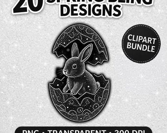 Lentebling – clipartbundel witte stip – png-ontwerpen in strassteenstijl voor donkere shirts, sublimatie en transfers (digitale download)