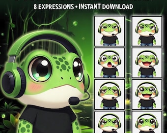 Boba PNGTuber-avatar – schattige kikkerstreamer-avatar met 8 uitdrukkingen voor Twitch, YouTube en Discord – 3000 x 3000 png (directe download)