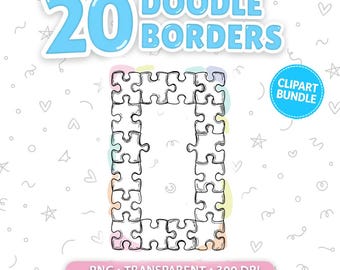 Doodleranden – handgetekende frame-clipartbundel – schattige omtrek-png-frames voor tijdschriften, docenten en canva (digitale download)