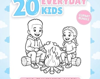 Everyday Kids – Vector Kids Clipart Bundle – Children PNG for Stickers, Sublimation, Crafts & Coloring Pages (Digital Download)