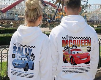 Sudadera con capucha de pareja de la película Cars, camiseta de Sally y McQueen de Disneyland, sudadera de pareja de Disney, camisetas de Sally y McQueen
