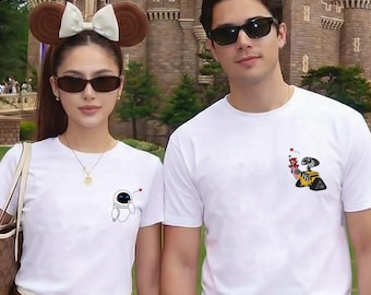 Wall E and Eve Couple Matching Tshirt, Valentines Day Couple Disney Wall-E Shirt, Disneyworld Trip Lovers Shirt, Wall E and Eve Matching Top