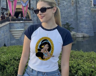 Disney Princesses Jasmine Micro Rib Baby Tee, Jasmine Disney Princess Raglan Baby Tee, Disneyland Travel Magical Princess Top