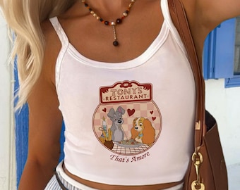 That's Amore Lady and The Tramp Disney Baby Tee, Disney Lady and Tramp Dog Crop Top, Disneyland Cute Lady Dog Top