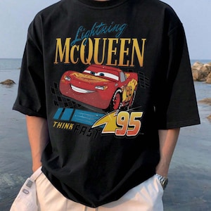Młodzieżowa koszulka Disney Cars Movie Lightning McQueen, koszulka w stylu retro dla maluchów McQueen zdjęcie 4
