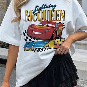 Młodzieżowa koszulka Disney Cars Movie Lightning McQueen, koszulka w stylu retro dla maluchów McQueen zdjęcie 2