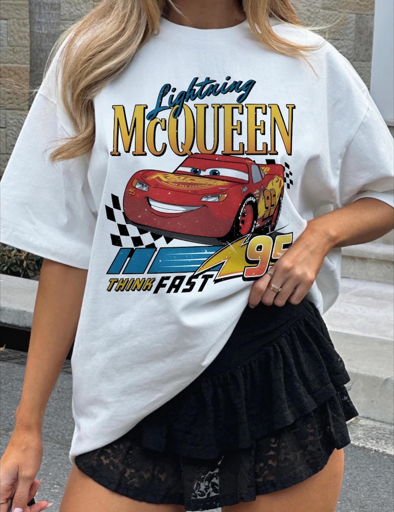 Młodzieżowa koszulka Disney Cars Movie Lightning McQueen, koszulka w stylu retro dla maluchów McQueen zdjęcie 2