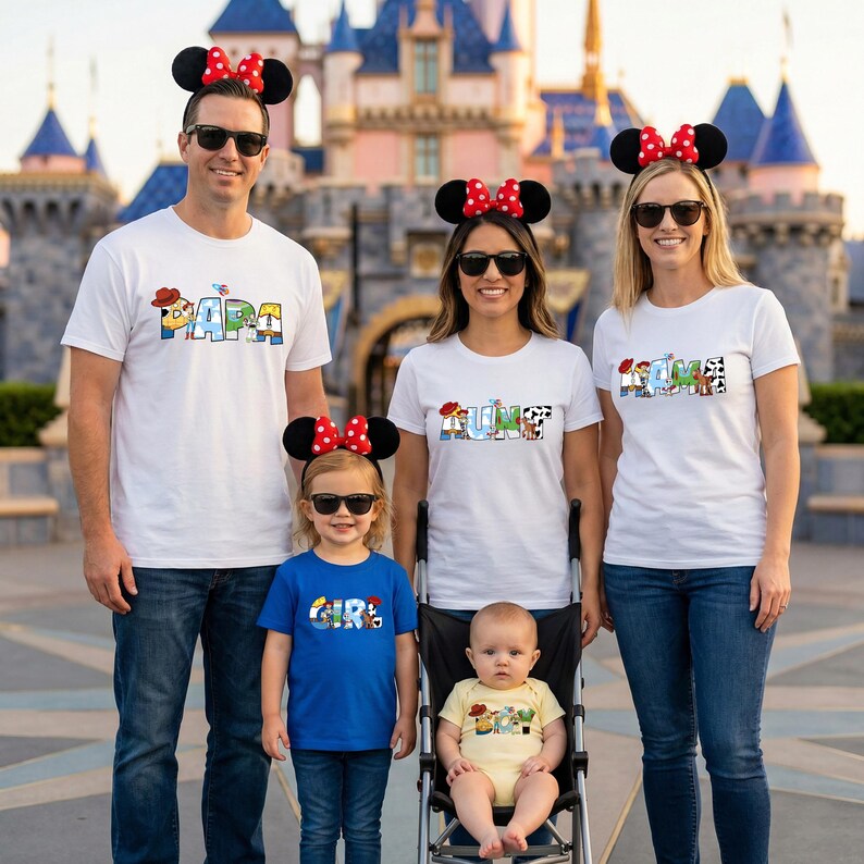 Disney Toy Story-filmen Familjematchande T-shirts, Mamma, Pappa och Barn Disney Resetoppar, Disneyworld-resa T-shirt, Disney semestergrupp T-shirt bild 3