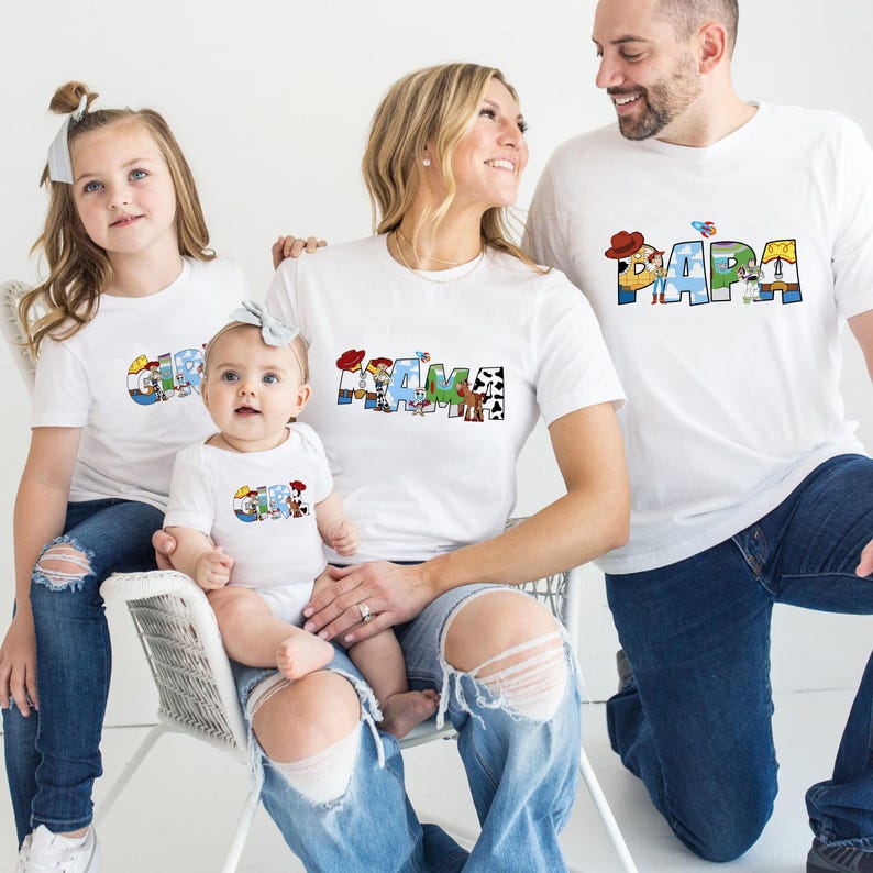 Disney Toy Story-filmen Familjematchande T-shirts, Mamma, Pappa och Barn Disney Resetoppar, Disneyworld-resa T-shirt, Disney semestergrupp T-shirt bild 1