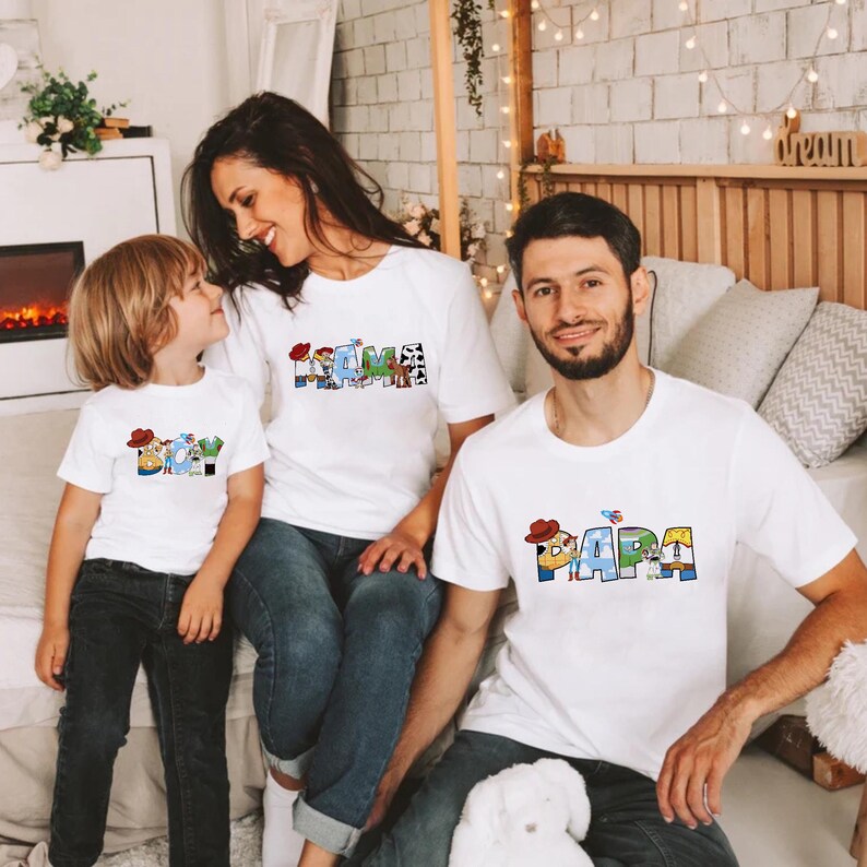 Disney Toy Story-filmen Familjematchande T-shirts, Mamma, Pappa och Barn Disney Resetoppar, Disneyworld-resa T-shirt, Disney semestergrupp T-shirt bild 2