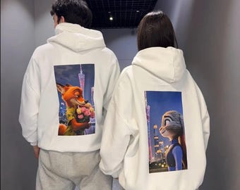 Camiseta a juego de Judy Hopps y Nick Wilde de Zootrópolis de Disney, sudadera a juego de San Valentín de Disneyworld, suéter a juego de conejito y zorro