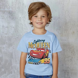 Młodzieżowa koszulka Disney Cars Movie Lightning McQueen, koszulka w stylu retro dla maluchów McQueen zdjęcie 5