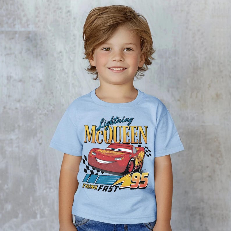 Młodzieżowa koszulka Disney Cars Movie Lightning McQueen, koszulka w stylu retro dla maluchów McQueen zdjęcie 5