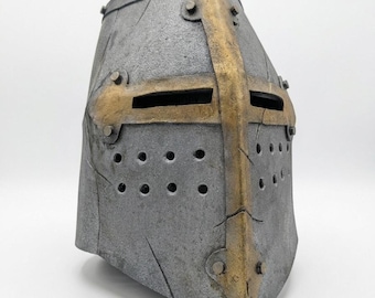 Handcrafted EVA Foam Crusader Helmet, Medieval Knight Cosplay Armor, LARP Prop