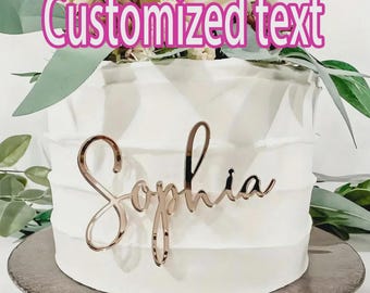 Personalized Cake Topper Custom Name Acrylic Cake Decoration Birthday Wedding Gold Rose Gold Party Decor