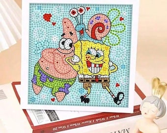 Handmade SpongeBob 5D Diamond Painting Kit – DIY Full Drill Kids Craft w/ Patrick, Squidward & Mr. Krabs