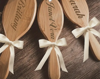Personalized Bamboo Hair Brush Engraved Name Anti Static Wooden Hairbrush Gift for Her Bridesmaid Gift