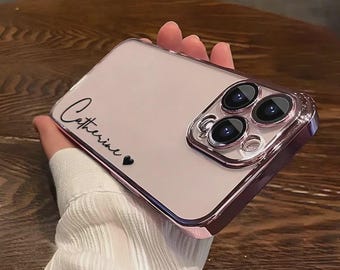 Custom Name iPhone Case Personalized Clear Phone Case Shockproof Soft Silicone Cover Gift for Her Him