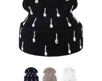 Handmade with crystal raindrop detail—warm, stylish, and perfect for fall & winter