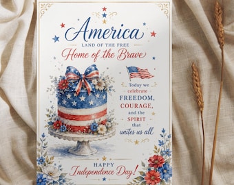 250th Anniversary Greeting Card, America 250 Years Card, 4th of July Card Printable, Independence Day Greeting Card | 5x7 Card on US Letter