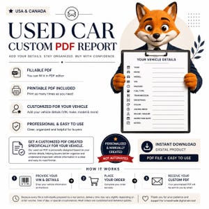 Checkliste für die Gebrauchtwagenprüfung, PDF für Fahrzeugkäufer, ausfüllbares und ausdruckbares Formular für die Fahrzeugprüfung, Checkliste für Autos, Checkliste für die Probefahrt