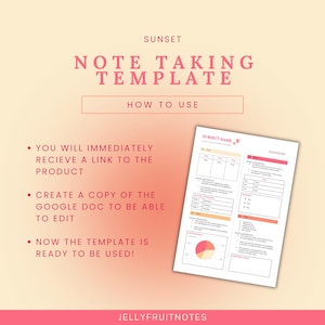Academic Student Note Taking Google Docs Template - Sunset - Etsy Australia