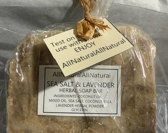 Pastilla de jabón herbal de sal marina y lavanda