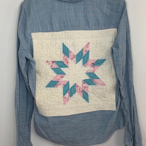 Upcycled Chambray Shirt Vintage Quilt Block Back