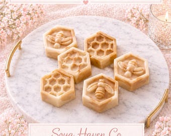 Honey Bee Wax Melts | Coconut Soy Wax Tarts | Hand Poured | Strong Scented | Gift for Her | Home Fragrance I Set I Bundle I Hexagon