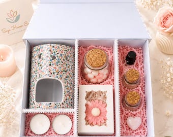 Caja de regalo de aromaterapia / Set de ceras aromáticas / Caja de spa para el autocuidado / Aceites esenciales | Regalo de relajación para ella | Fragancia casera para el hogar | Cumpleaños |