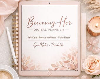 Pacote de Planejamento Digital de Autocuidado: Rastreador de Hábitos de Bem-Estar (Imprimível para iPad)