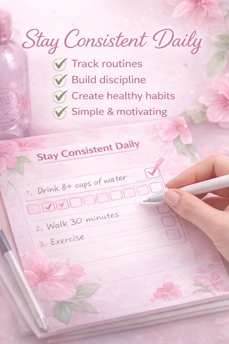 Pink Mini Habit Tracker Printable, Daily Checklist, Goodnotes iPad ...