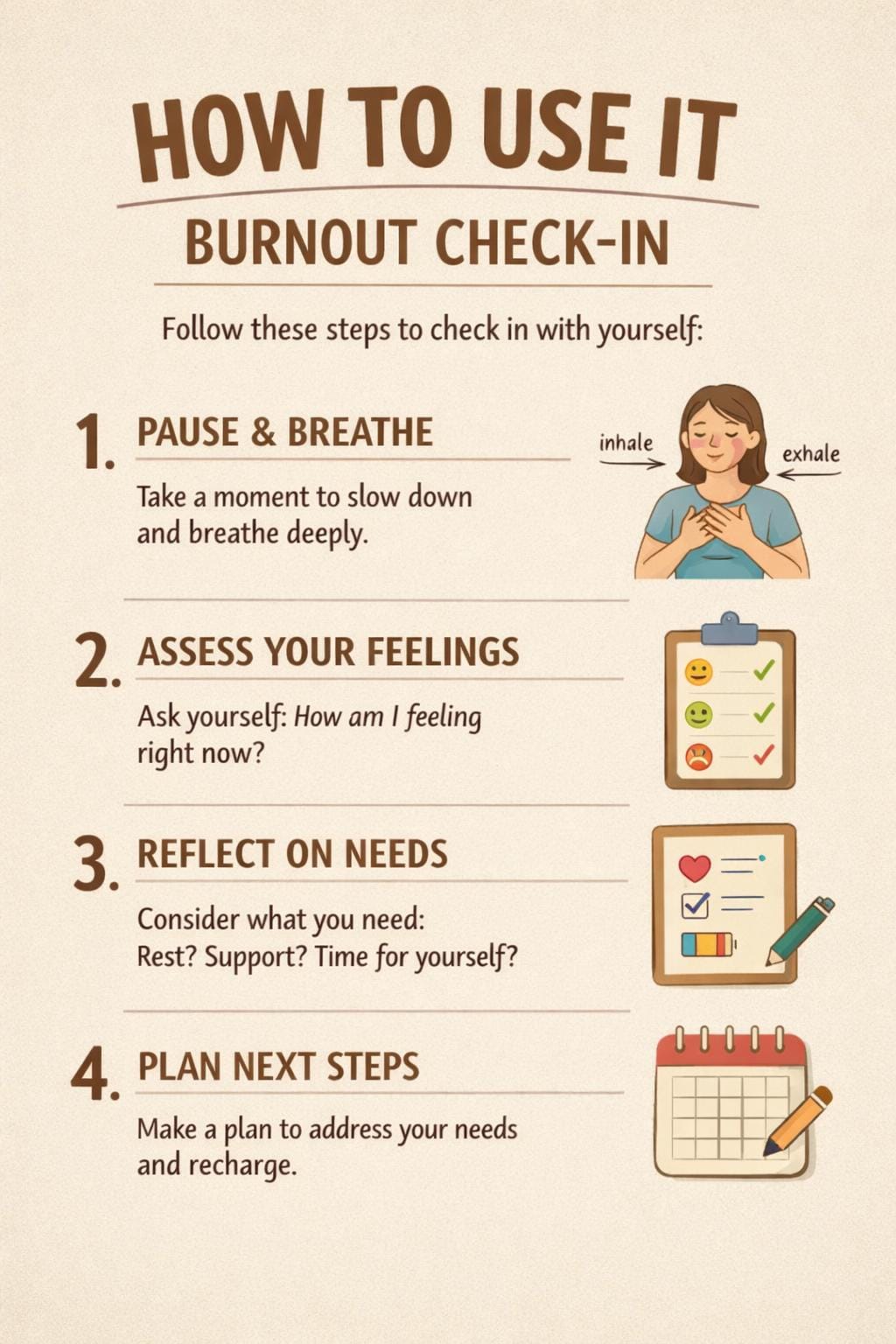 Burnout Self-check Worksheet | 2-page Mental Health Check-in | Stress ...