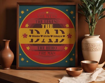 Caja de sombras 3D para papá SVG, recorte de papel en capas para el Día del Padre, El hombre, el mito, la leyenda, arte personalizado para regalo de papá, decoración de escritorio, archivo de descarga digital
