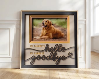 Caja de recuerdos para mascotas SVG, regalo de condolencia por la pérdida de un perro, plantilla de marco de fotos en recuerdo de un gato, caja de luz "Mi despedida más difícil", archivo PNG para cortar papel