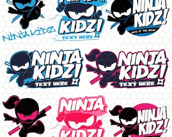 Ninja Kidz SVG PNG Bundle, Ninja Warrior Birthday Shirt Design, Martial Arts Kids Party Clipart, Karate Ninja Silhouette, Digital Download